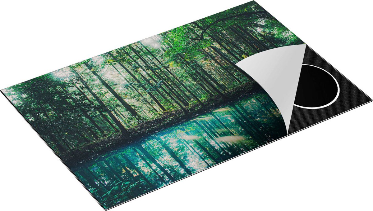 Chefcare Inductie Beschermer Bos bij een Groen Meer - 81x52 cm - Afdekplaat Inductie - Kookplaat Beschermer - Inductie Mat