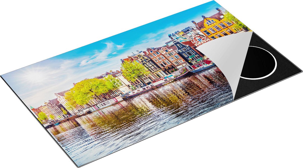 Chefcare Inductie Beschermer Amsterdamse Huisjes aan het Water - 91,6x52,7 cm - Afdekplaat Inductie - Kookplaat Beschermer - Inductie Mat