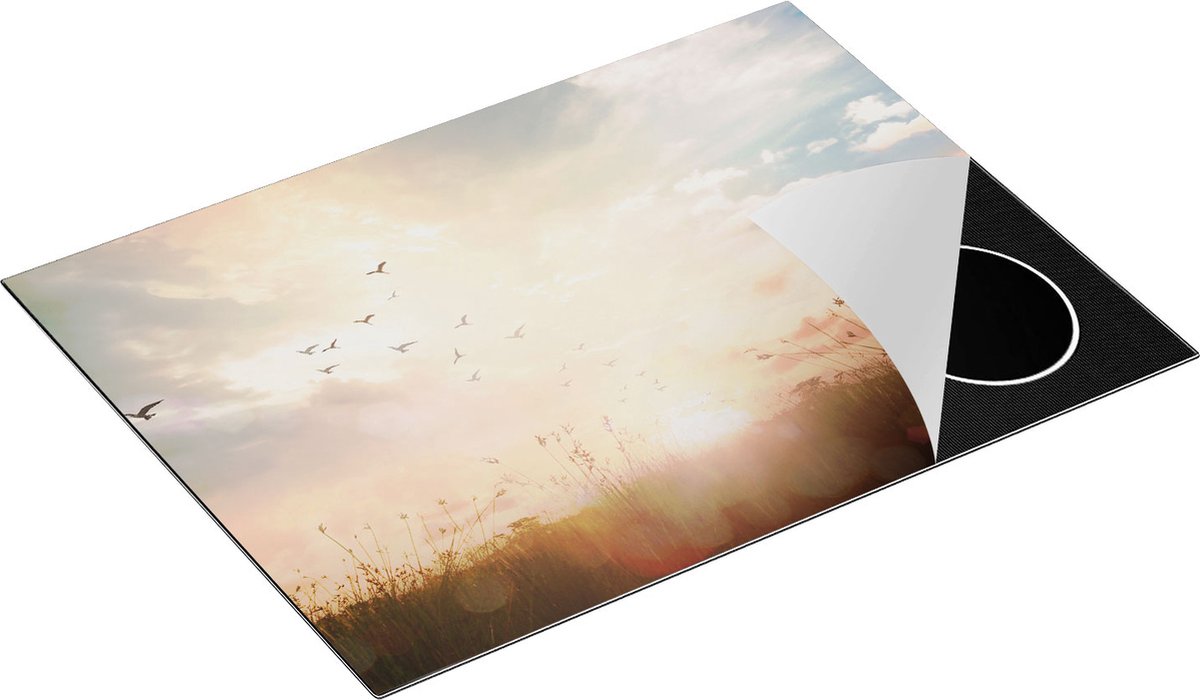 Chefcare Inductie Beschermer Silhouet Vogels tijdens Zonsopkomst - 71x52 cm - Afdekplaat Inductie - Kookplaat Beschermer - Inductie Mat