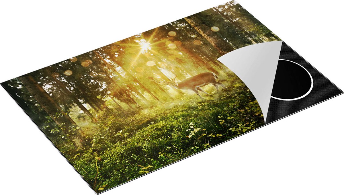 Chefcare Inductie Beschermer Hert in Bos met Zon - 78x52 cm - Afdekplaat Inductie - Kookplaat Beschermer - Inductie Mat