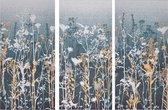 Art for the Home | Bloemen Weide - Canvas Set van 3 - 3x 60x30 cm