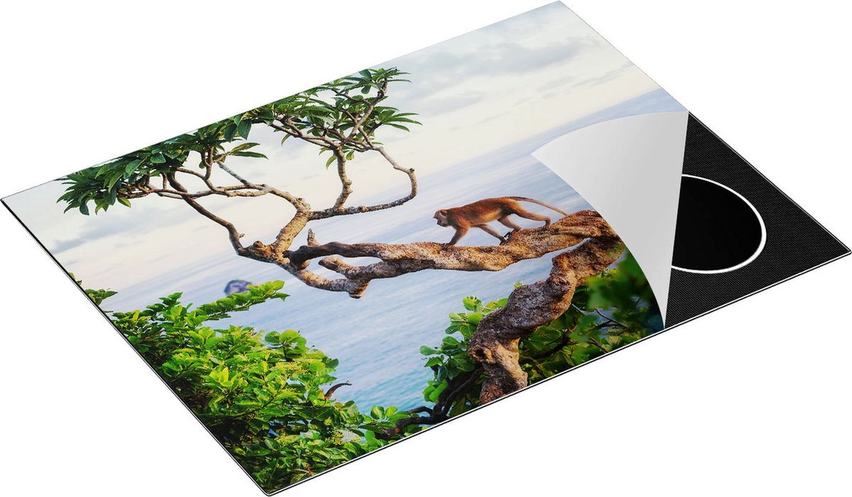 Chefcare Inductie Beschermer Aap Klimt in een Boom aan het Water - 71x52 cm - Afdekplaat Inductie - Kookplaat Beschermer - Inductie Mat