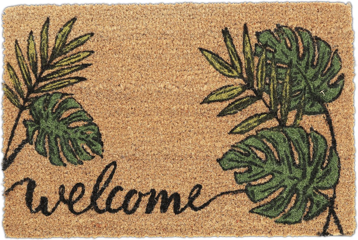 Relaxdays deurmat kokos, 75 x 25 cm, schoonloopmat binnen & buiten, weerbestendig, antislip, kokosmat, regenboog