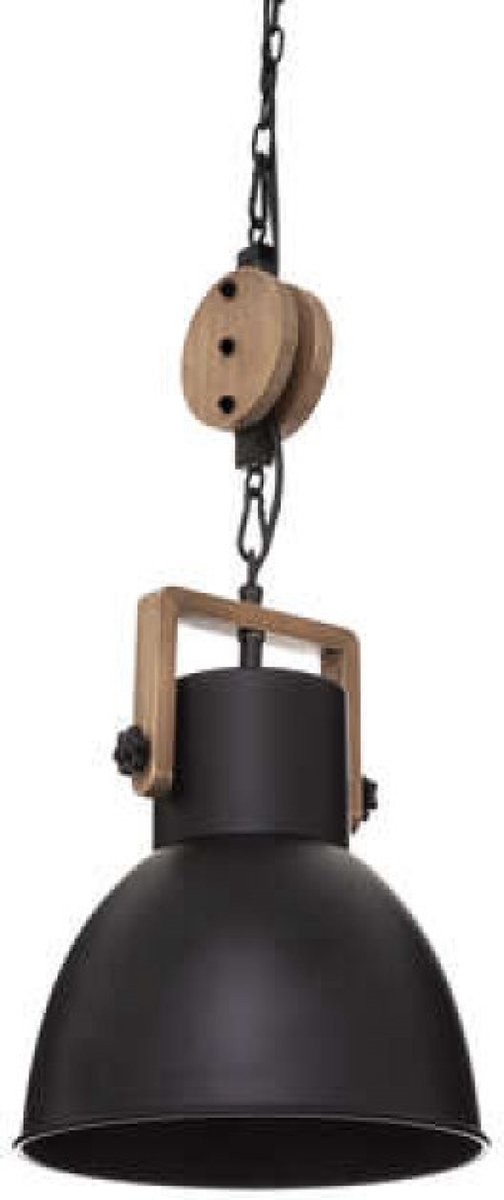 Hanglamp Silas Zwart - hanglampen eetkamer - hanglampen - hanglamp industrieel - hanglampen woonkamer - hanglamp hout