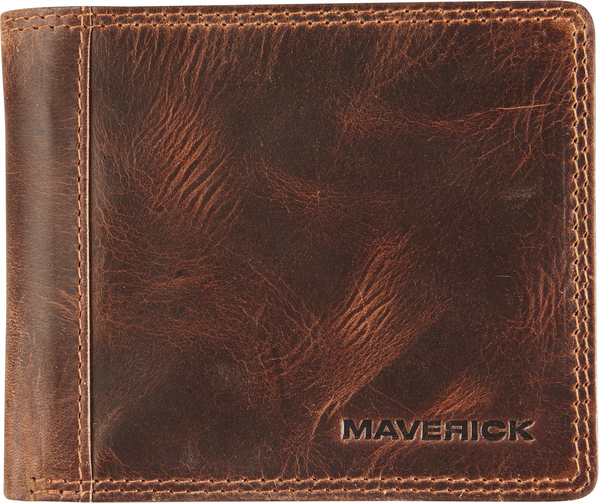 Maverick the original - portemonnee - billfold - RFID - volnerf rundsleder - bruin