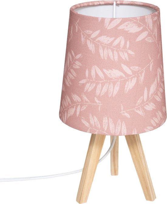 tafellamp roze met bladeren voor kinder of baby kamer