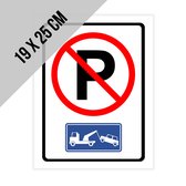 Pictogram/ bord | Stilstaan en parkeren verboden | 19 x 25 cm | Parkeeroverlast | Wegsleep | Parkeerverbod | Privé eigendom | Eigen terrein | 2 stuks