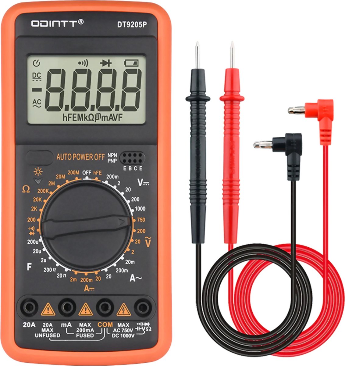 Odintt® Professionele Multimeter inclusief Procell 9 volt batterij
