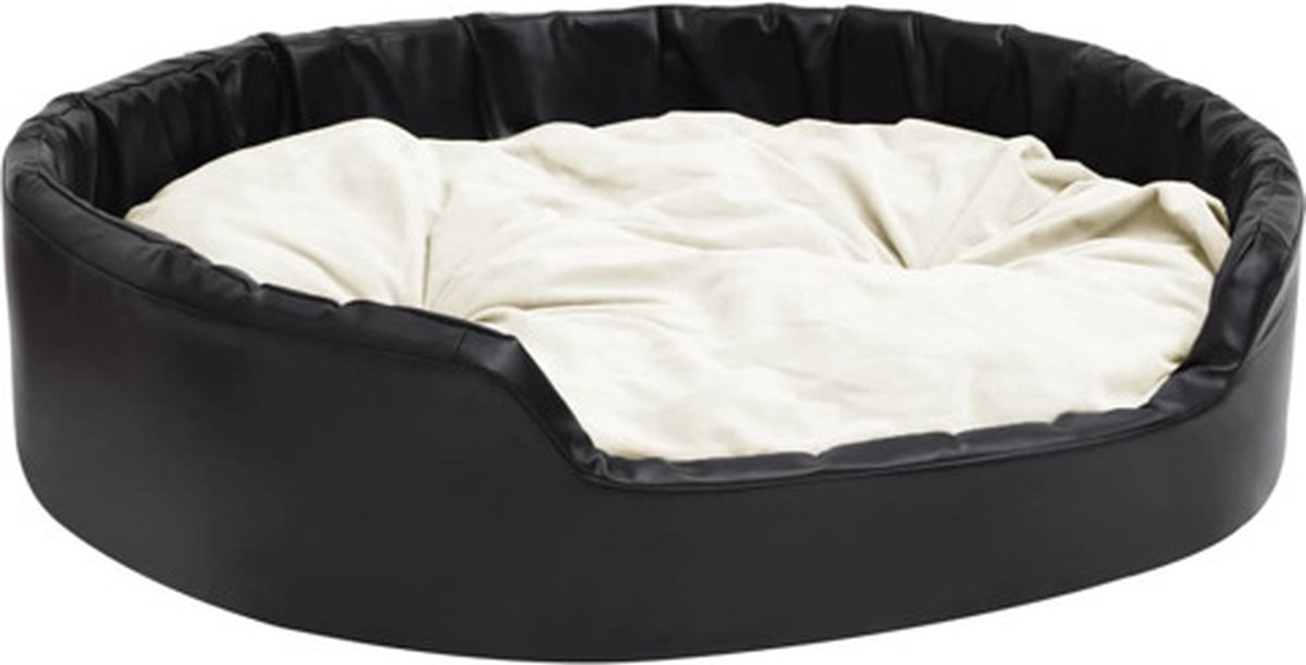 vidaXL-Hondenmand-99x89x21-cm-pluche-en-kunstleer-zwart-en-beige