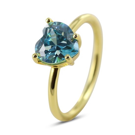 Silventi 9SIL-22566 Ring en argent - Femme - Zirconium - Cœur - 8 mm - Blauw clair - Taille 54 - Goud mm - Argent - Argent or