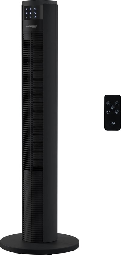 JAP Montreal - Stille torenventilator - Afstandsbediening en timer - Oscillerende kolomventilator - Design ventilator staand - Mat zwart