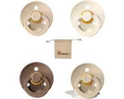 foto van Bibs fopspenen Maat 1 0-6 maanden| Vanilla, Ivory, sand, Dark oak met Monkiezz Speenzakje