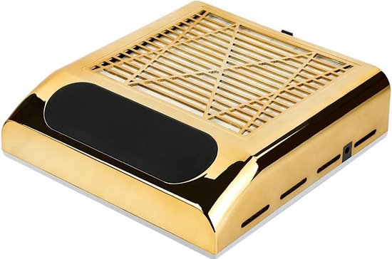 Nagelstofafzuiger - Afstofzuiger - 80 Watt Nail Dust Collector - Stofzuiger Voor Nail Salon - Nagels - Acrylnagels - Nepnagels - Gelnagels - Elektrische nagelstofzuiger - Tafelafzuiging - Goud kleur met filter - Manicure/Pedicure Handen en Voeten