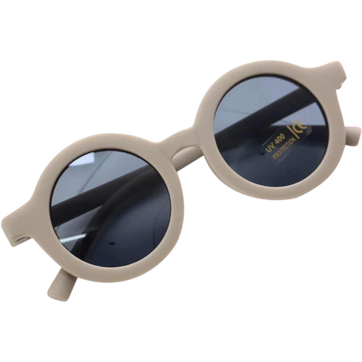 Maesy - kinderzonnebril Vinny - zonnebril voor kinderen - peuters - jongens en meisjes - UV400 bescherming - hippe retro bril rond - baby taupe