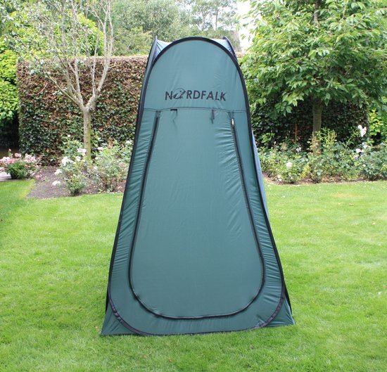 WANDERFALKE XL Pop-up Douchetent – 210cm Hoog, 120x120cm, Met Muggennet, Waterdicht, Voor Camping & Strand