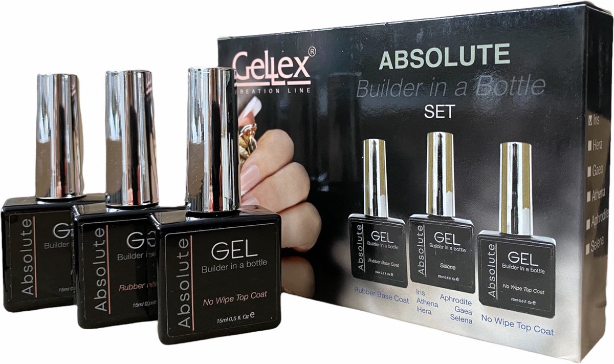 Gellex – starter pakket – set absolute builder gel in a bottle “selene” 15ml – starterspakket 3x15ml – gel nagellakset- gellak – biab nagels