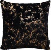 Housse de coussin en fourrure de marbre noir | Polyester | Marbre Zwart / Or | 45 x 45 cm