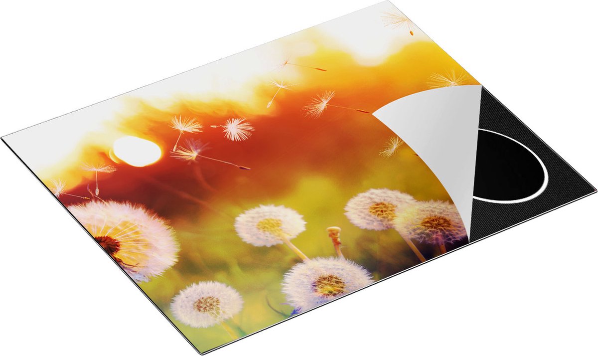 Chefcare Inductie Beschermer Paardenbloemen tijdens Zonsondergang - 65x52 cm - Afdekplaat Inductie - Kookplaat Beschermer - Inductie Mat