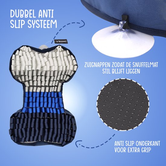 VEDIC® - Hondenbot Snuffelmat Blauw - Hondenspeelgoed- Antischrok - Nylon - Hondenspeelgoed - Honden en Katten - Intelligentie - Slow feeder - Voerbak