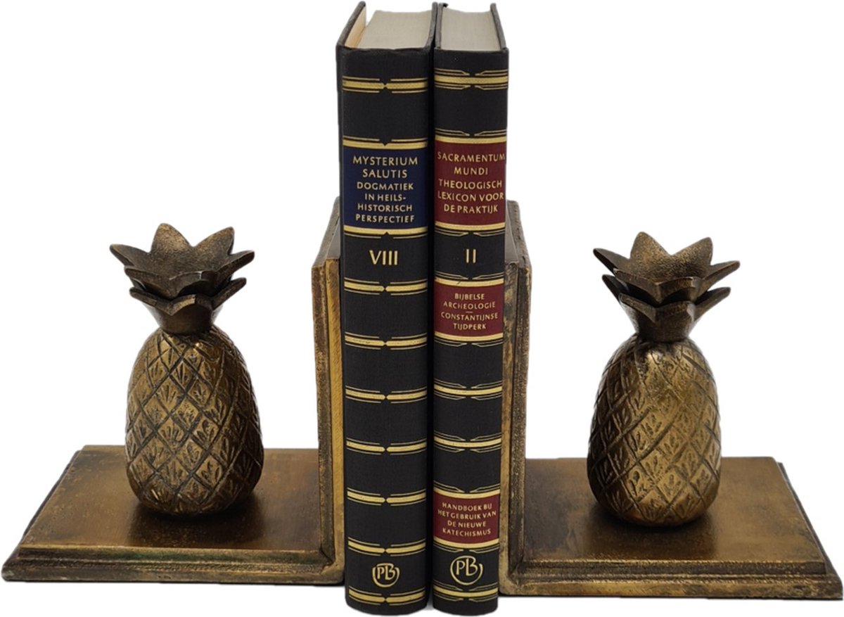 Deco4yourhome® - Boekensteun - Bookend - Ananas - Pineapple - Antiek Goud