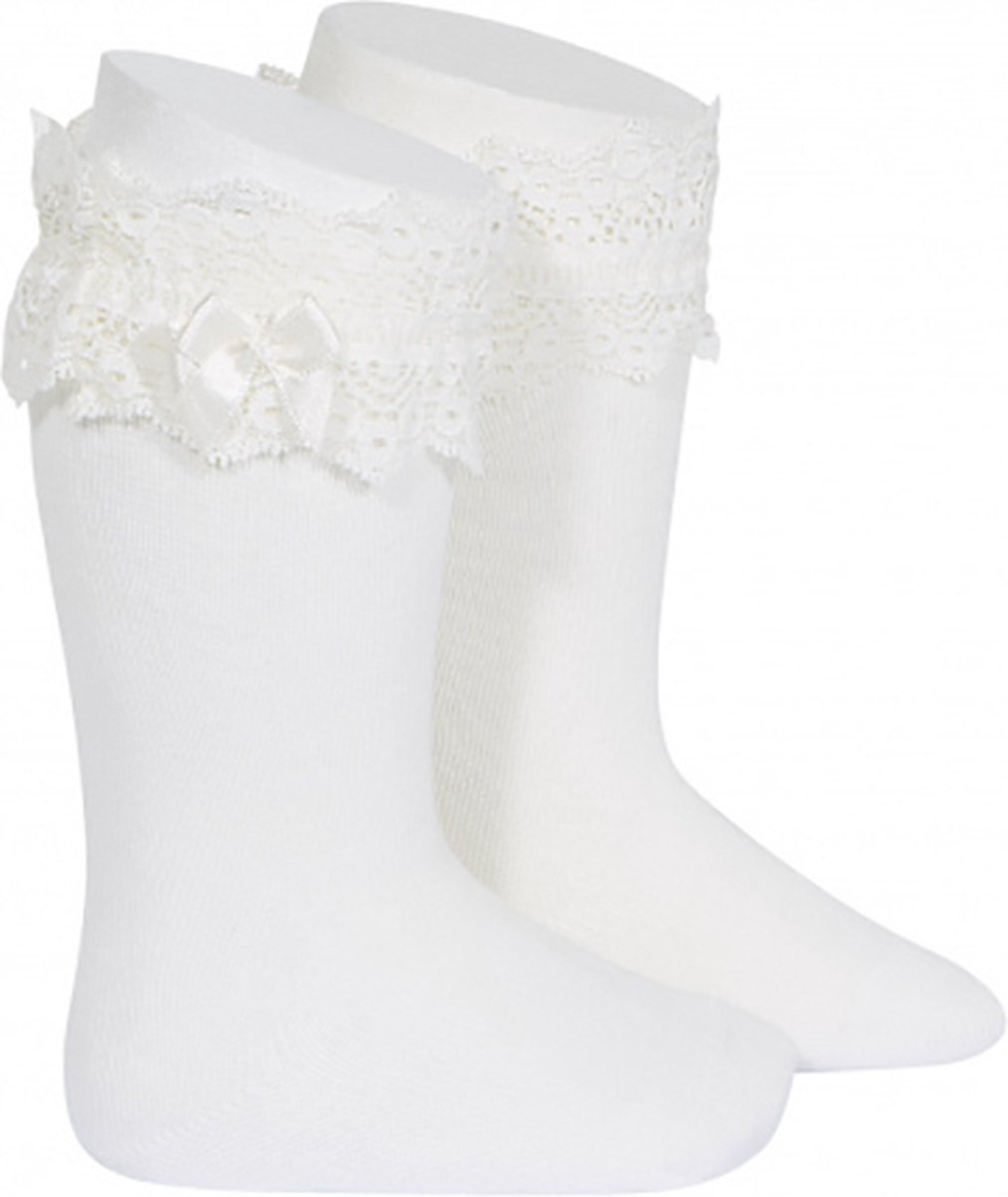 Cóndor Kniekous Kant met Strikje | 2484/2 | Off White | 27-30 | maat 6