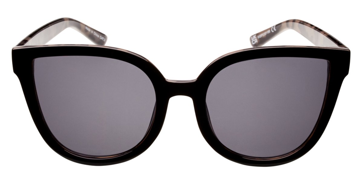 Icon Eyewear Zonnebril LEONORA - Zwart met Licht Tortoise montuur - Grijze glazen