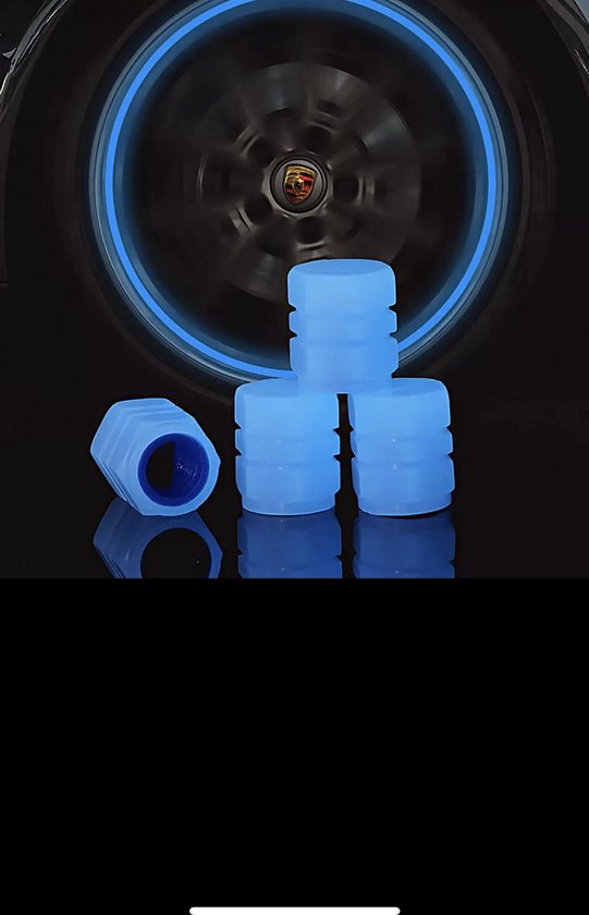 Glow de valve phosphorescent - bleu - 4 pièces - bouchons de valve