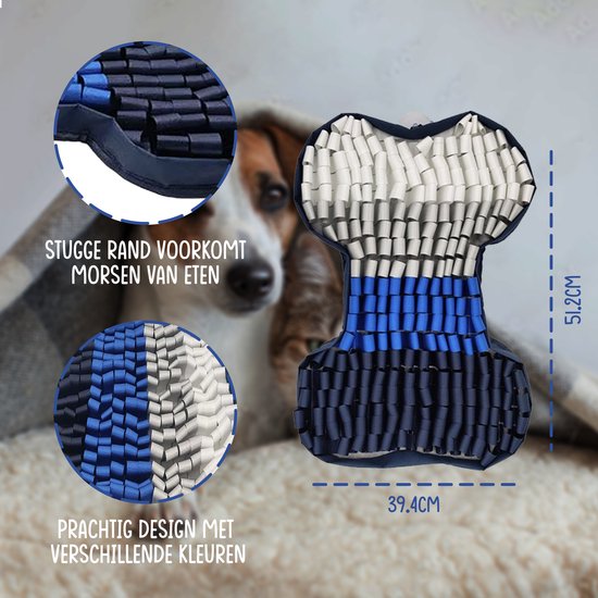 VEDIC® - Hondenbot Snuffelmat Blauw - Hondenspeelgoed- Antischrok - Nylon - Hondenspeelgoed - Honden en Katten - Intelligentie - Slow feeder - Voerbak
