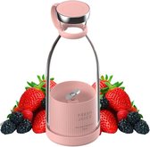 Ariko Portable Blender - Mini blender voor onderweg - smoothie mixer - Baby voeding - Verse Sapjes - 350ml - Magnetische USB lader - Roze