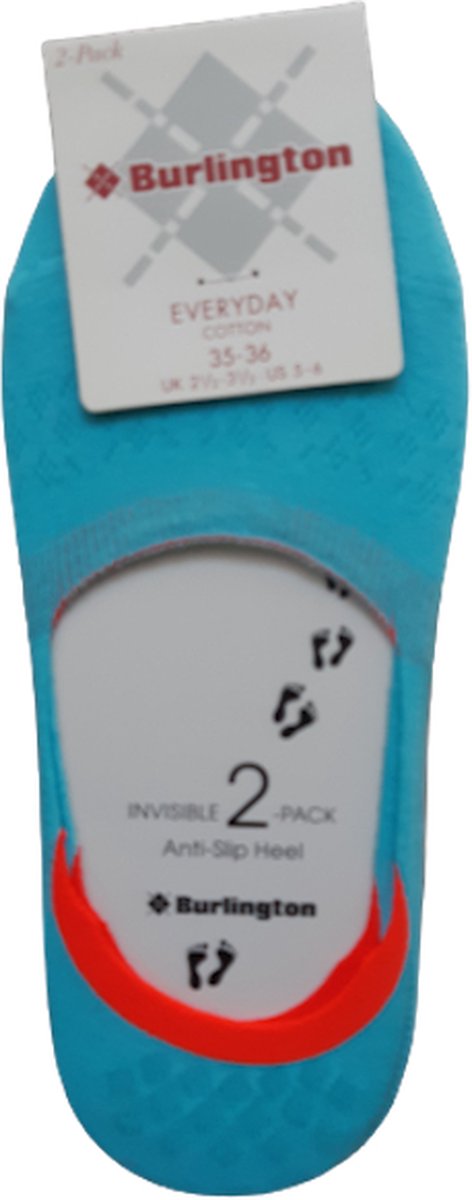 Burlington 2 paar invisible sneaker sokken maat 41/42 turquoise