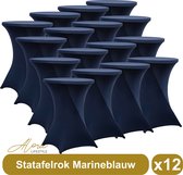 Statafelrok marineblauw 80 cm - per 12 - partytafel - Alora tafelrok voor statafel - Statafelhoes - Bruiloft - Cocktailparty - Stretch Rok - Set van 12