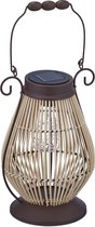 Lampe de table Relaxdays solaire - lampe d'extérieur en rotin avec cordon lumineux LED - lanterne - lampe de balcon
