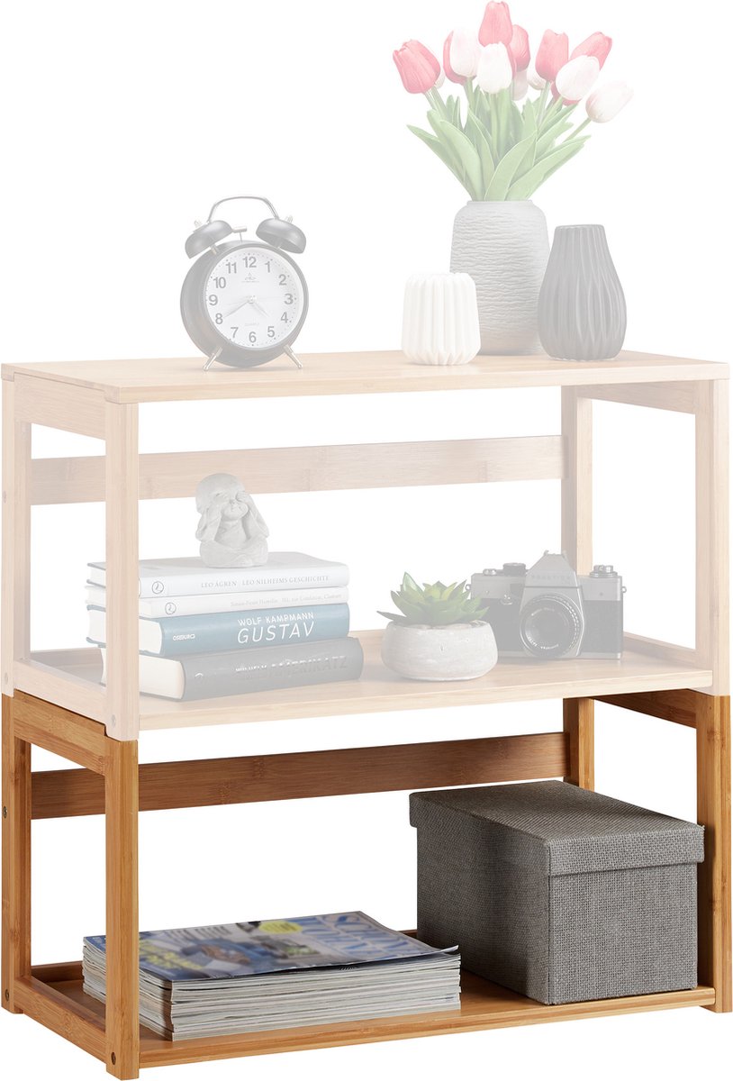 relaxdays stapelbaar rek - opbergrek - bamboe rek - stapelrek - DIY - uitbreidbaar A