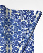 Blue & White Folk Art Pattern - Cadeaupapier
