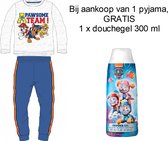 Paw Patrol Nickelodeon Pyjama - Mele grijs/blauw. Maat: 104 cm / 4 jaar + EXTRA 1 x Paw Patrol Douchegel 300 ml (t.w.v. €12,00).