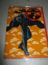 Zorro Wenskaart met button en envelop neutraal
