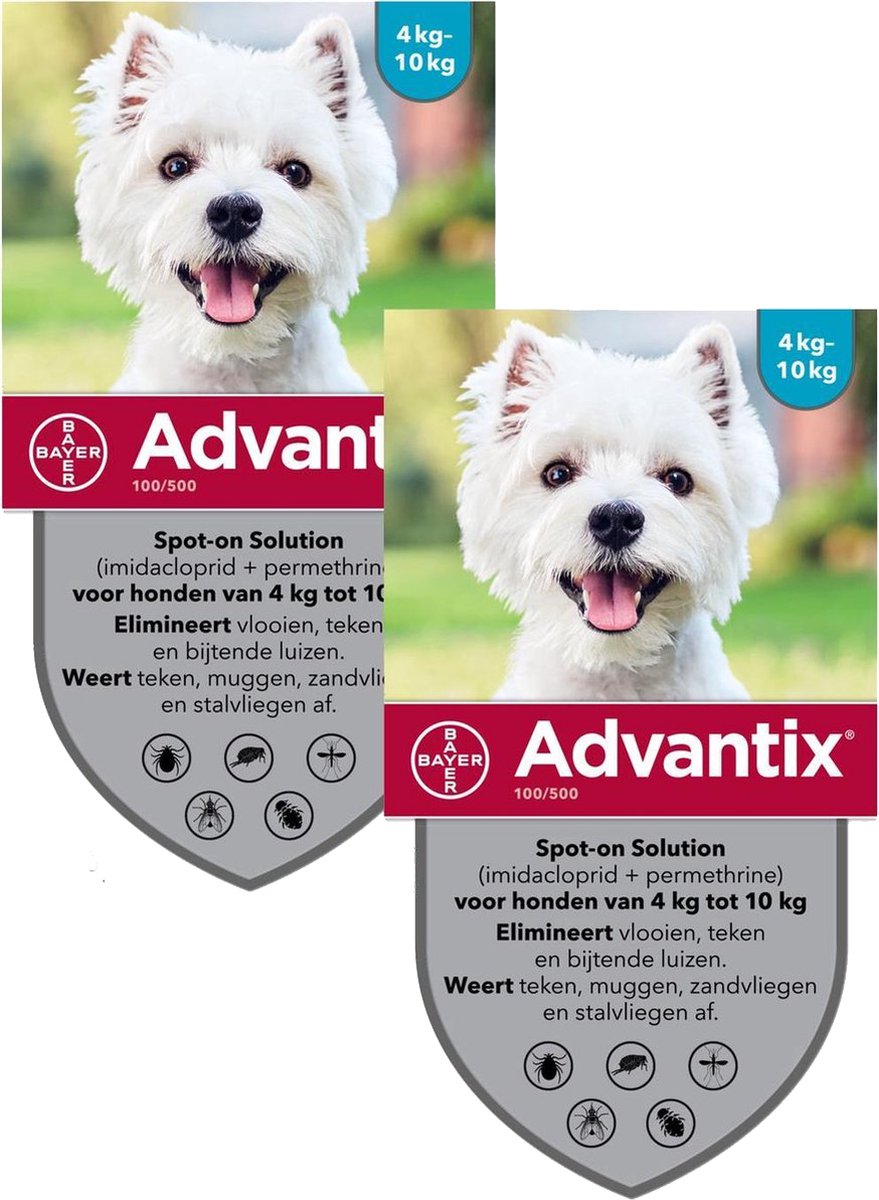 Bayer Advantix Vlooien & Teken Pipetten - Hond 4 tot 10kg - 2 x 6 stuks