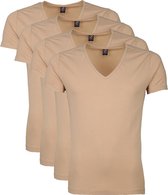 Suitable Diepe V hals 4-Pack T-Shirt Beige