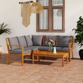 Decoways - 4-delige Loungeset met kussens massief acaciahout