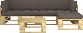 Decoways - 4-delige Loungeset pallet met kussens groen geïmpregneerd hout