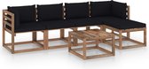 Decoways - 6-delige Loungeset met zwarte kussens