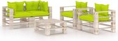 Decoways - 5-delige Loungeset met kussens pallet grenenhout