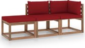 Decoways - 3-delige Loungeset pallet met kussens geïmpregneerd grenenhout