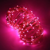 LED Lampjes Slinger Zonne-Energie - LED Lichtslinger Waterdicht -2x 10M met 100LED in Warm Roze - String Light Kerstverlichting - Sfeerverlichting - Indoor/Outdoor Led Warm White- Romantisch 