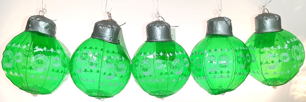 Kerstballen - Opblaasbaar - Verzend - enveloppen inclusief - GROEN - Set van 5