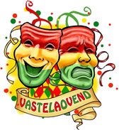 Raamsticker adhesive Masker lach en traan - VASTELAOVEND Carnaval 22.5 x 30 cm. Carnaval - Vastelaovend - Carnavalskleding - Carnaval Accessoires - Rood Geel Groen