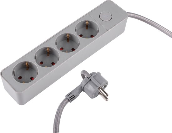 LENCENT Stekkerdoos Cube – 4 Stopcontacten + 3 USB-A + 1 USB-C – 2 Meter Gevlochten Kabel – 2500W – Wit