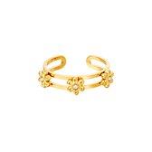 Ring Madelief Bloemen - One-size - Stainless Steel - Goudkleurig
