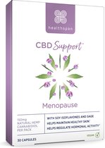 Healthspan CBD Support Menopauze | 30 capsules |5mg natuurlijke hennep CBD | Natuurlijke plantaardige oestrogenen salie & soja isoflavonen | Veganistisch