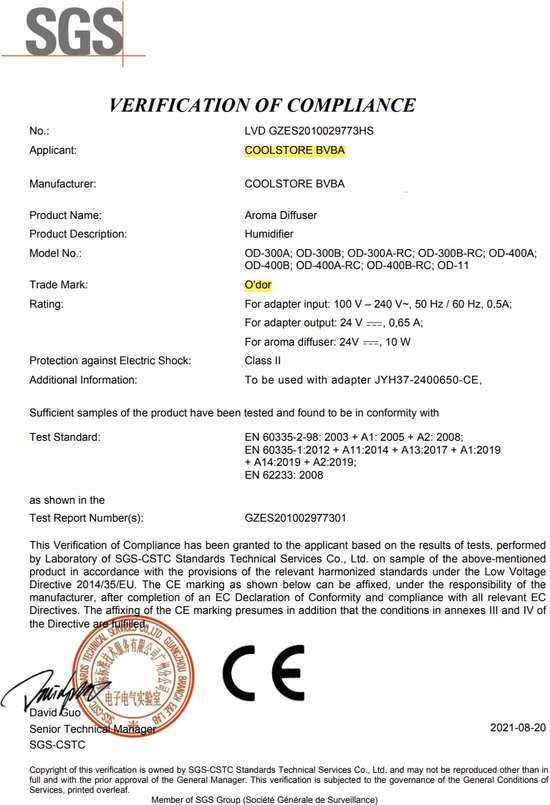 O'dor® Aroma Diffuser - 2 flesjes 100% PURE Etherische Olie - Luchtbevochtiger - Aromatherapie - Geurverspreider - Etherische olie - Verstuiver - Aromadiffusers - Lichtbruin